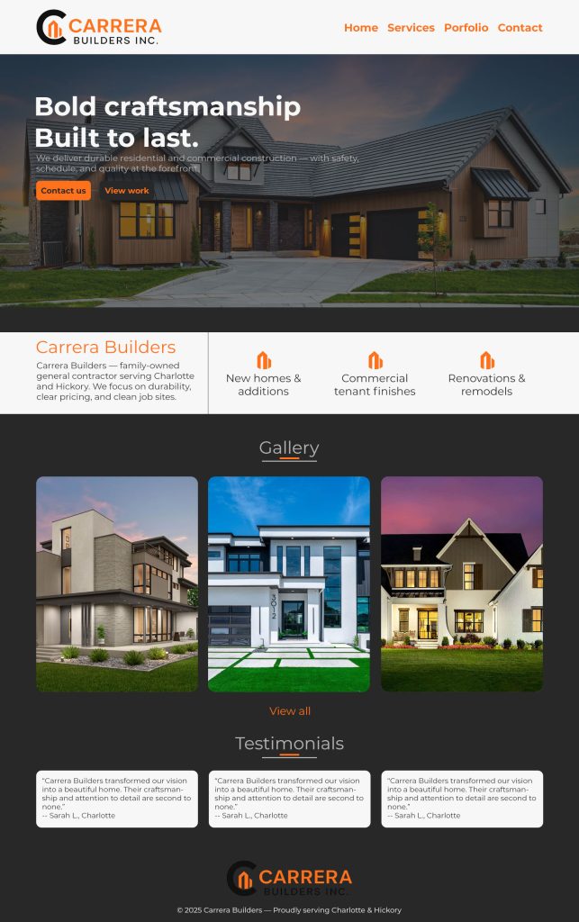 general contractor web design